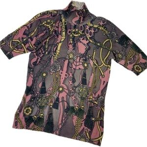 Blue Les Copains Silk Wool Blend Italian Turtleneck SS Contemporary Swea…